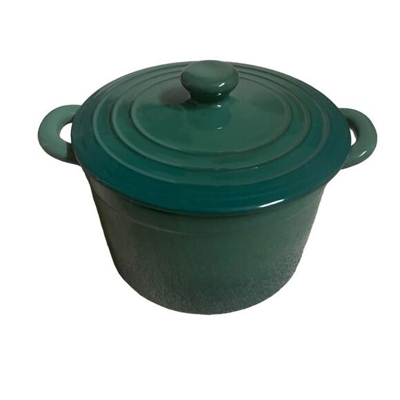 Parini Stoneware Dutch Oven 1.5 qt. Casserole Dish with Lid Green New No Box - Picture 2 of 8